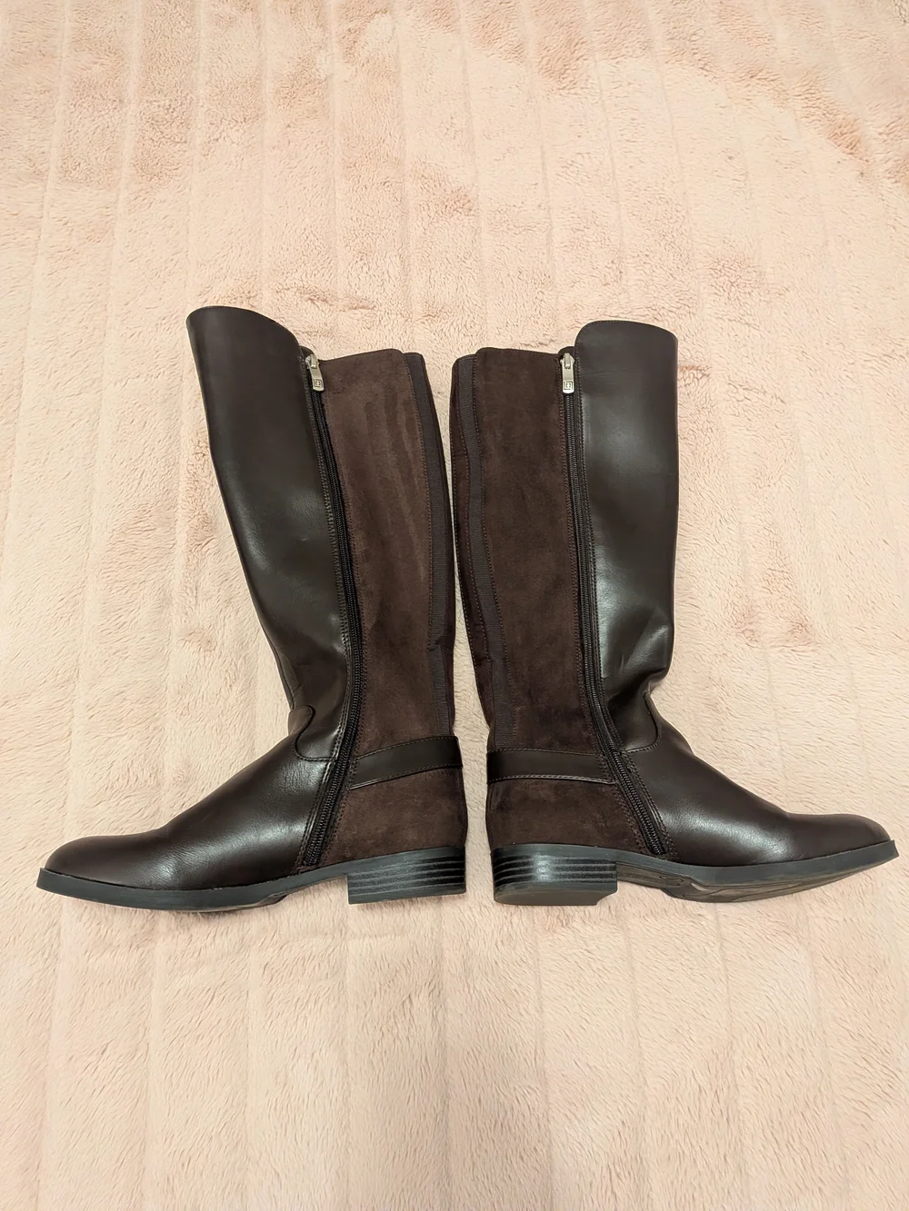 Liz Claiborne Dallas Women’s Knee High Riding Boots — Brown Leather & Suede